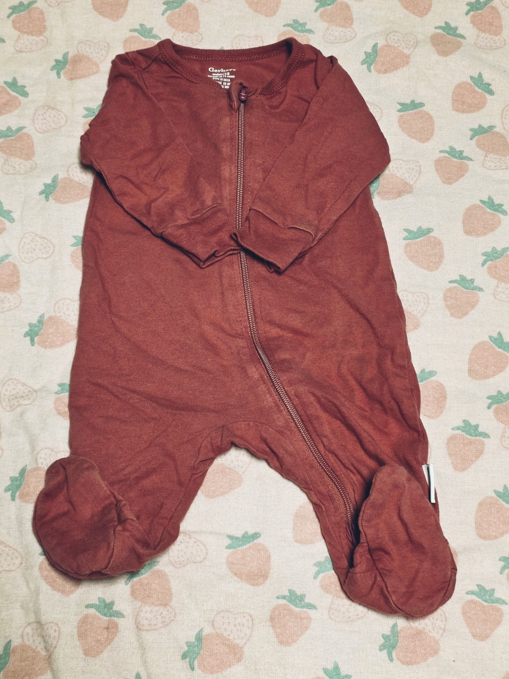 5/$20 Gerber Rust Brown Zippered Footed Pajamas